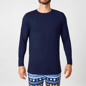 Little Sleepies Signature Men's Navy Blue Long Sleeve Pajama Top Size Small